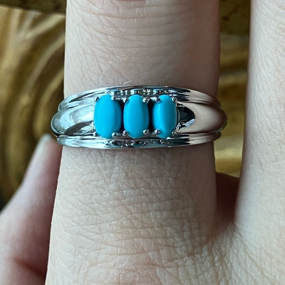 Sleeping Beauty Turquoise Sterling Silver Ring Size 9